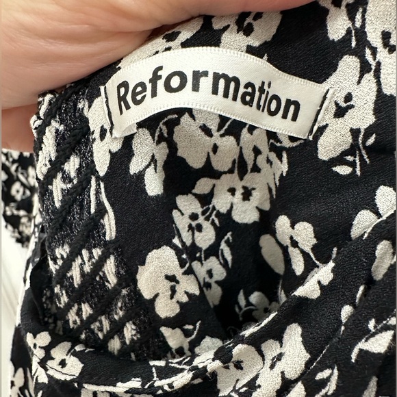 Reformation Lillian Mini Dress Elaine Black & White Floral Square Neck (Size 2) - Picture 7 of 8
